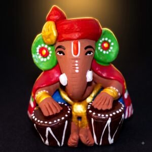 Terracota Sri Ganesh Playing Tabla