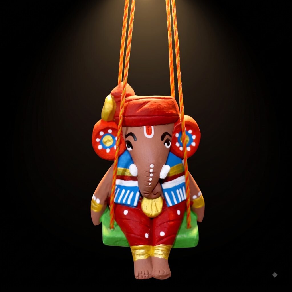Terracota Sri Ganesh in swing sitting posture