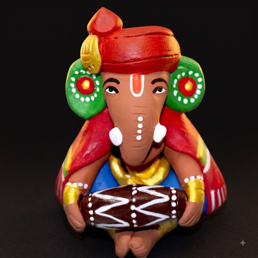 Terracota Sri Ganesh with dholak
